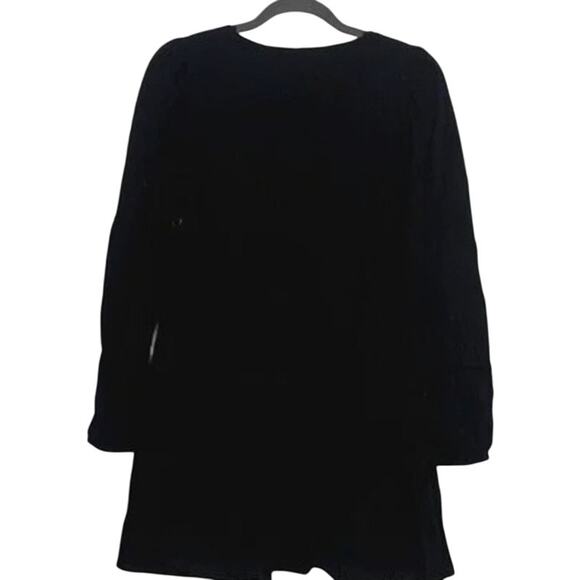 Zara V Neck Embroidered Long Sleeve Baby Doll Mini Dress Lined XS Black #3304 - Picture 11 of 14